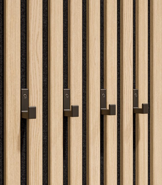 Patère simple Wing® pour panneau mural acoustique - 13 mm - Akupanel - panneaux acoustiques - Panneau acoustique - Mur à lattes - Mur acoustique - porte-manteau - Fixation par vis - 1 pièce - Plastique-Carbone
