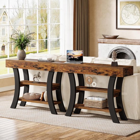 Tribesigns Consoletafel 160 cm met 2 laden, smalle haltafel met