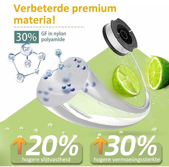 6 stuks trimmerdraadspoelen compatibel met Black & Decker, Ø 1,65 mm met 10 m trimmerdraad, bevat 6 vervangende snijspoelen, 1 vervangende spoelafdekking en 1 vervangende veer van Merkloos	 — afbeelding 3