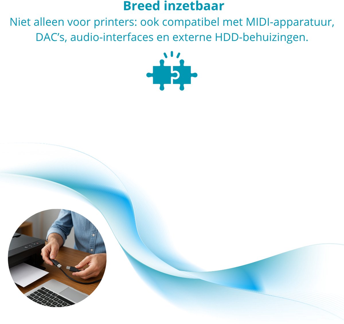 Twenty4seven® USB 2.0 Printerkabel - Kabel voor Printer - 1 Meter — afbeelding 2