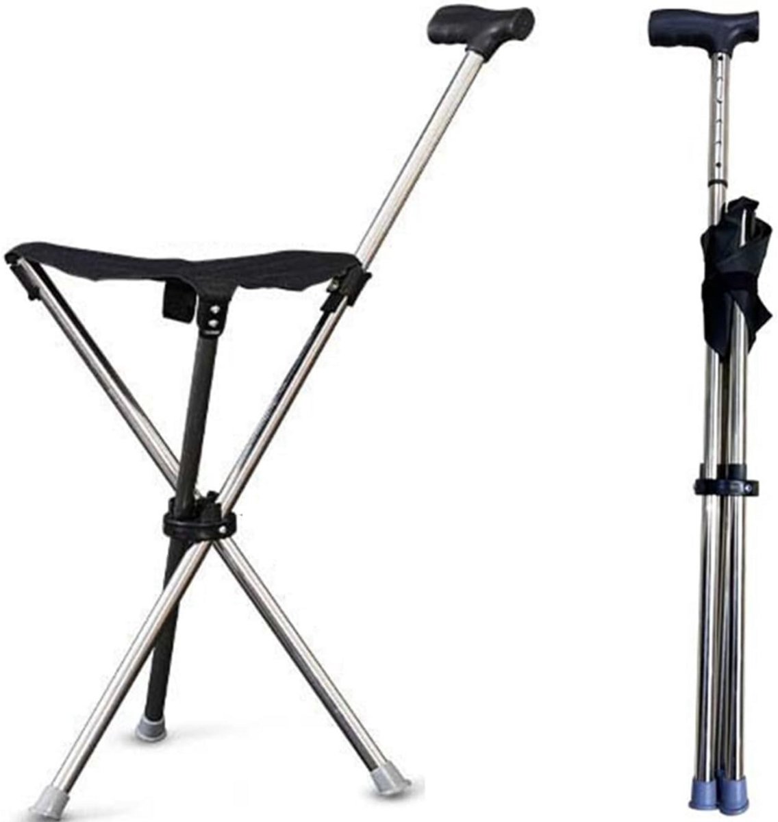 CLGP® Wandelstok met Zitje - Opvouwbaar – Wandel Zitstok Tot 100 kg - Driepoot