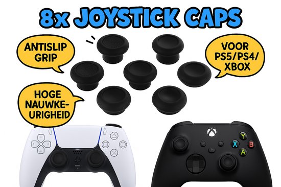 Foto: 8x ps5 joystick caps silicone grip covers voor playstation 5 controller antislip thumbstick opzetstukken game accessoire zwart