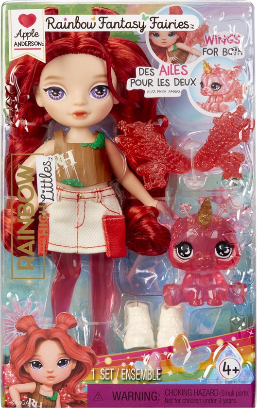 Rainbow High Littles Rainbow Fantasy-elfjes en diertje - Apple, kleine, poseerbare, rode pop van 14 cm en fantasiehertje met verwisselbare elfenvleugels. Cadeau voor kinderen van 4+ jaar van Merkloos — afbeelding 3