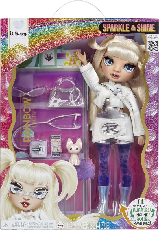 Rainbow High Sparkle and Shine-pop Whitney met magische luchtbellen in haar benen, wit haar, modepop van 28 cm van Rainbow High — afbeelding 5