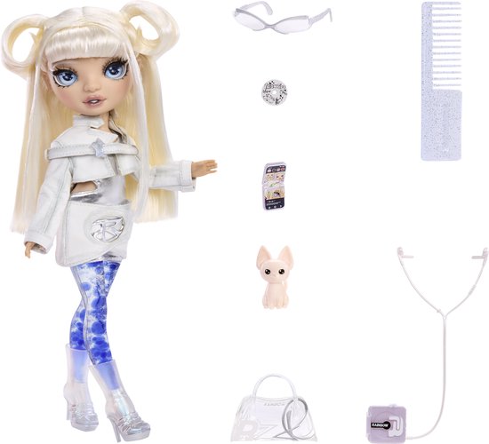 Rainbow High Sparkle and Shine-pop Whitney met magische luchtbellen in haar benen, wit haar, modepop van 28 cm