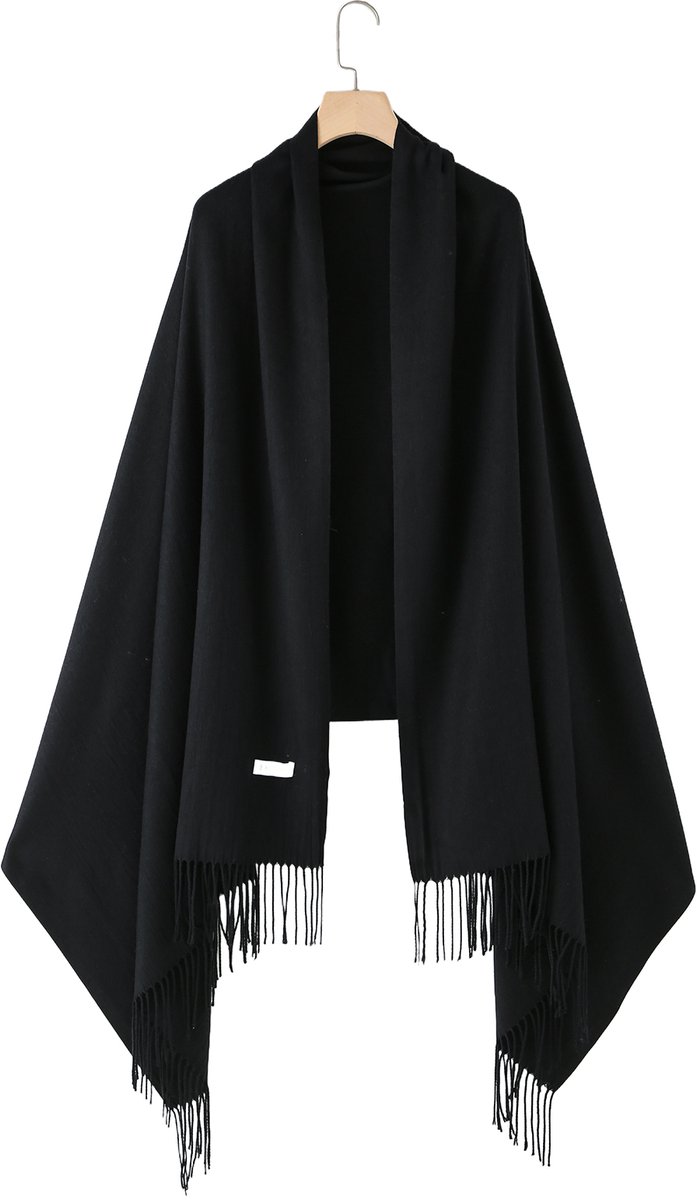 Emilie Collection - sjaal - zwart - omslagdoek - pashmina XL - 100% Gerecycled polyester - 220X90CM