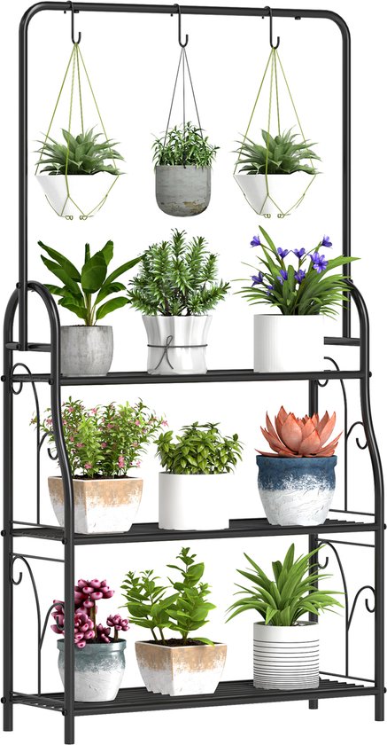 Outsunny plantenrek - 3-laags - met ophanghaken - voor binnen + buiten