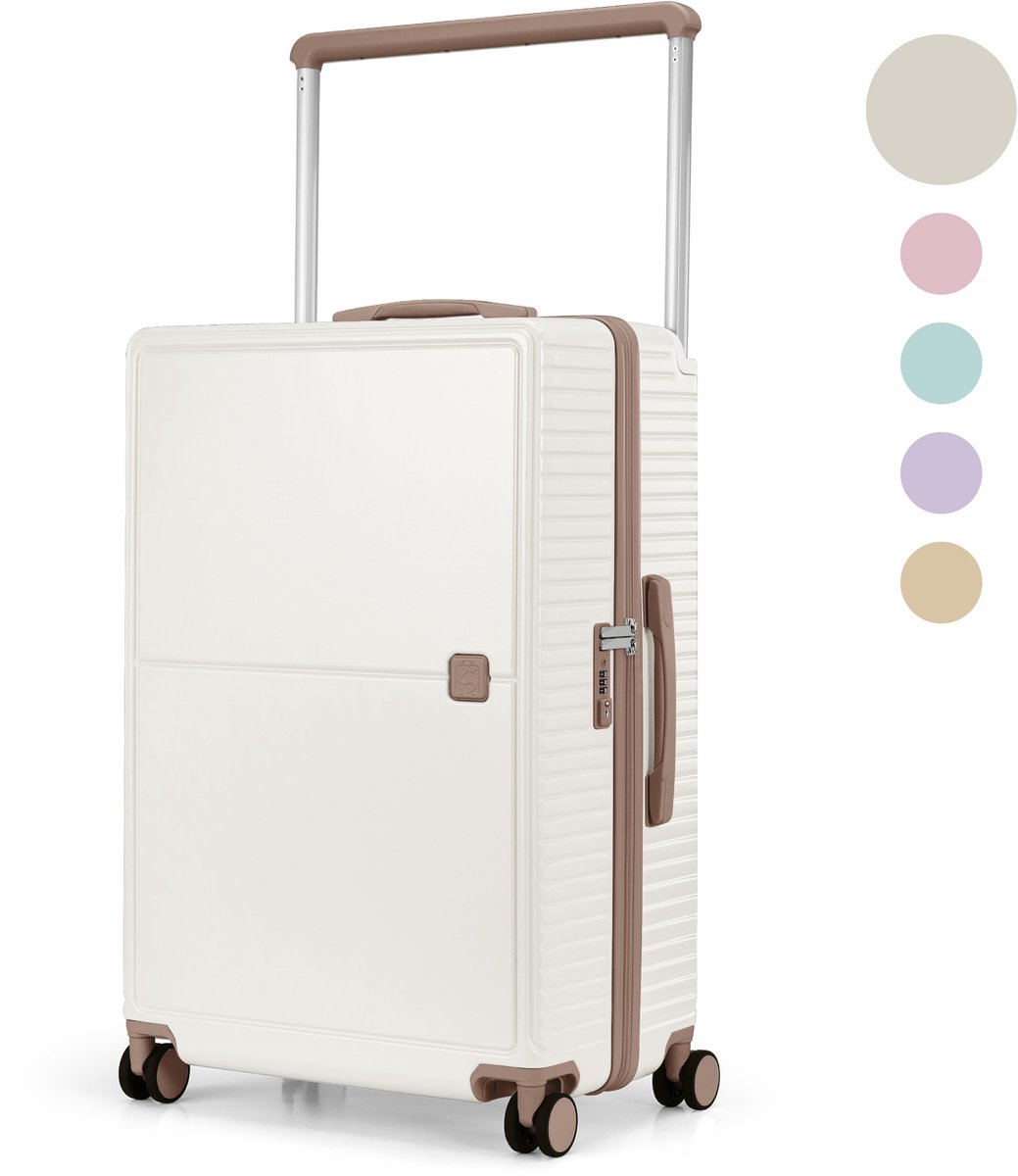 Skycases City Walker - Medium Reiskoffer 77L - Lichtgewicht & Sterk - 360° Spinner Wielen - Origineel TSA-slot - Trolley & Wetpouch - 66 x 45 x 26 cm - Beige