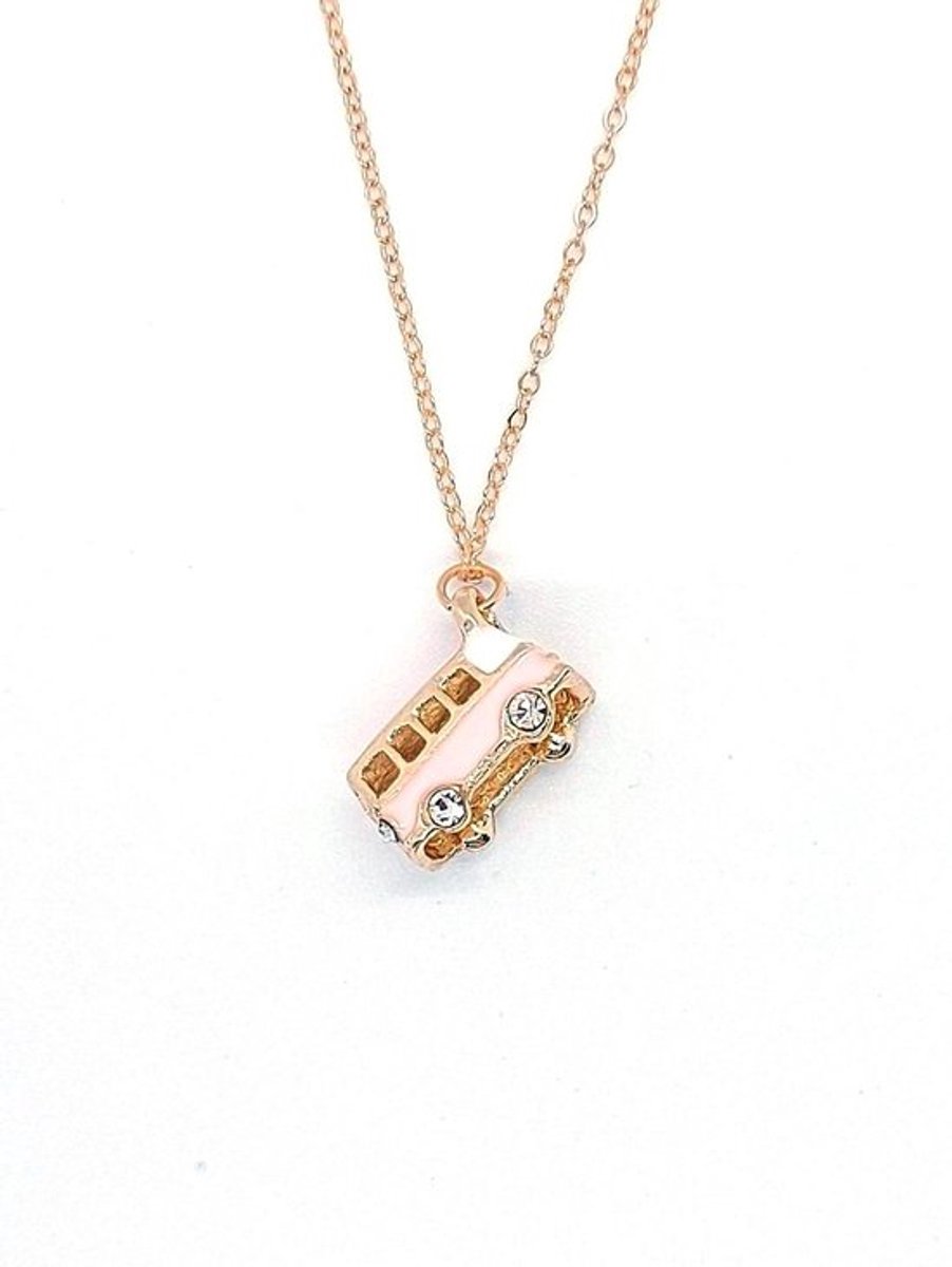 Ketting Meisje- Meisjesketting Hippie Busje- Ketting Surfbus- Roze- Goudkleurig- Kind- LiLaLove