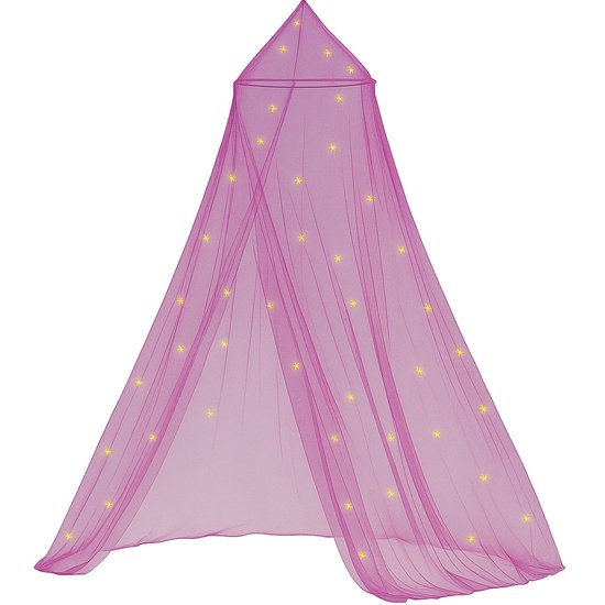 Paarse Klamboe met 67 Glow in the Dark Sterren - Paars Hemelbed voor Kinderkamer of Volwassenen - Sterrenhemel Sluier, Hemeltje en Bedtent - Baby Muggennet Decoratie