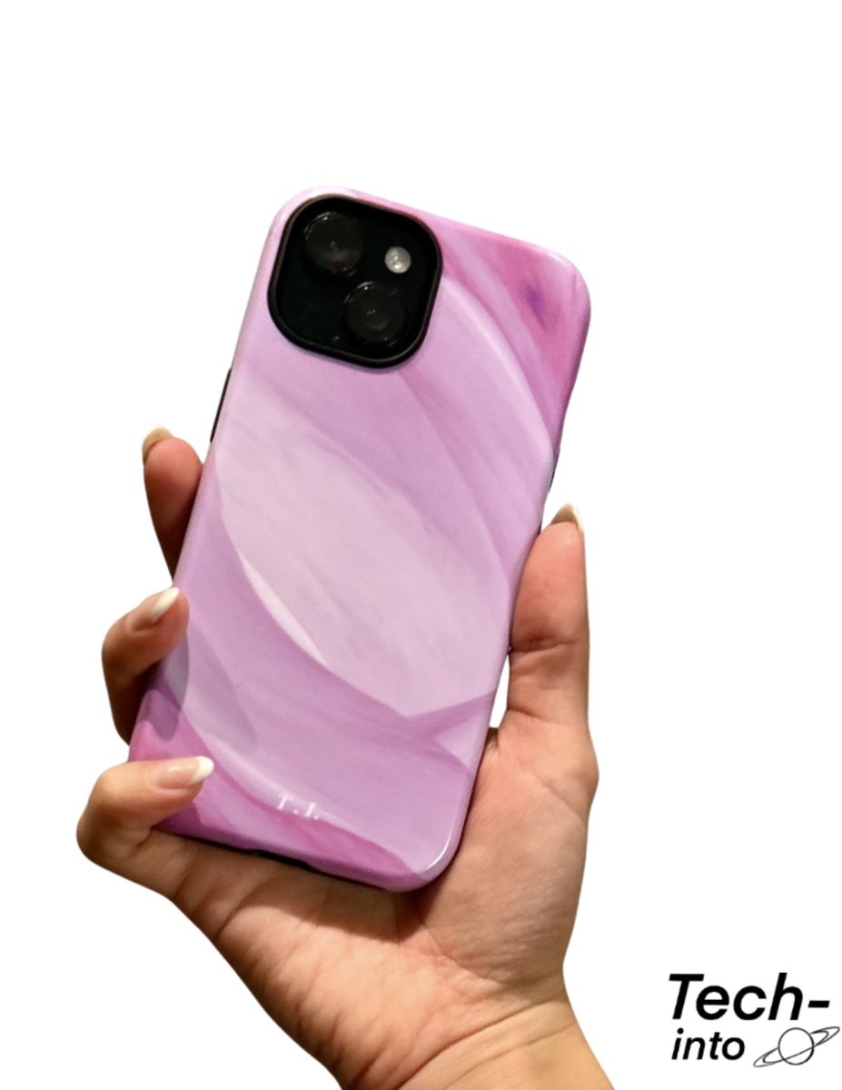 Tech-into - Soft Pink Wave Case - voor iPhone 15 Pro Max - Shockproof Telefoonhoesje - Roze - Full Protection - Camera Bescherming - Glanzende afwerking