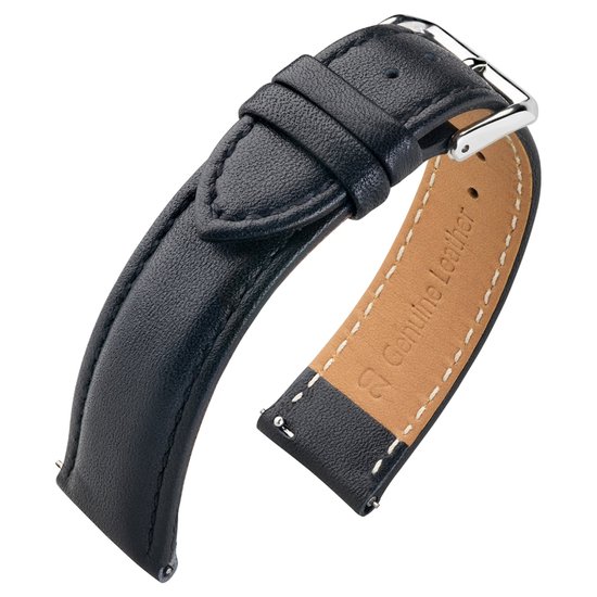 Bracelet de Montre Nappa Cuir de Veau Zwart 22mm