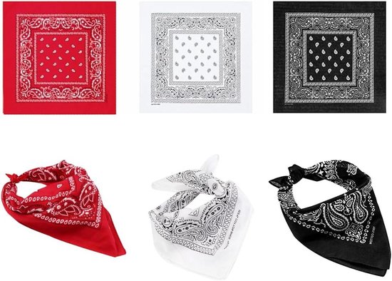 Foto: Allecto plus set van 3 bandana s met paisley patroon voor dames en heren 55 x 55 cm multifunctionele hoofddeksels haarsjaal pols en hoofdband voor biker styling