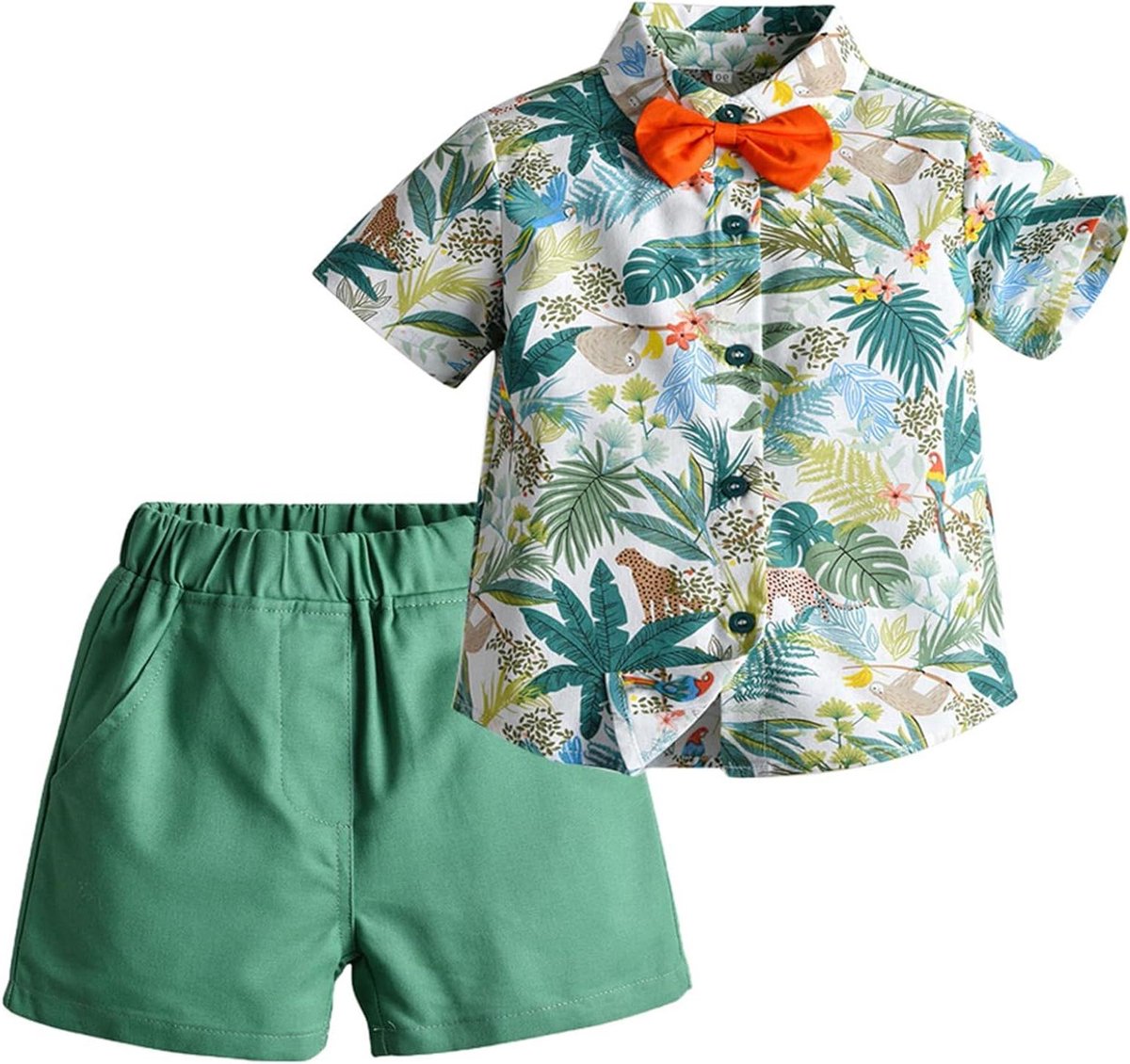 Allecto Plus - Baby Jongens Hawaii Outfits - Groen - 9-12 Maanden