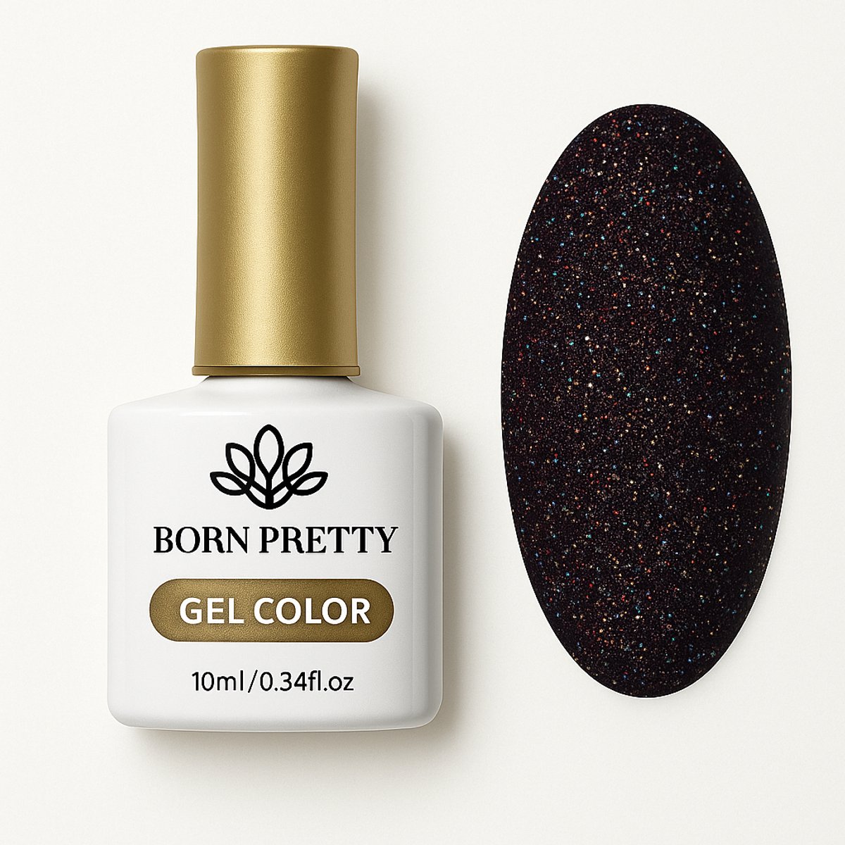 Born Pretty Gellak 10ml Kleur Zwarte Glitter 002