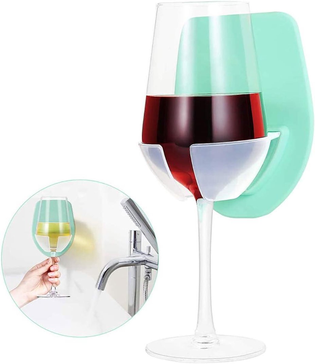 Allecto Plus - Draagbare bekerhouder met zuignap voor wijn en bier - Handige siliconen glashouder voor bad en douche - Praktisch en stevig - Houder voor wijngebruiksvoorwerpen - Met sterke zuignaphouder.