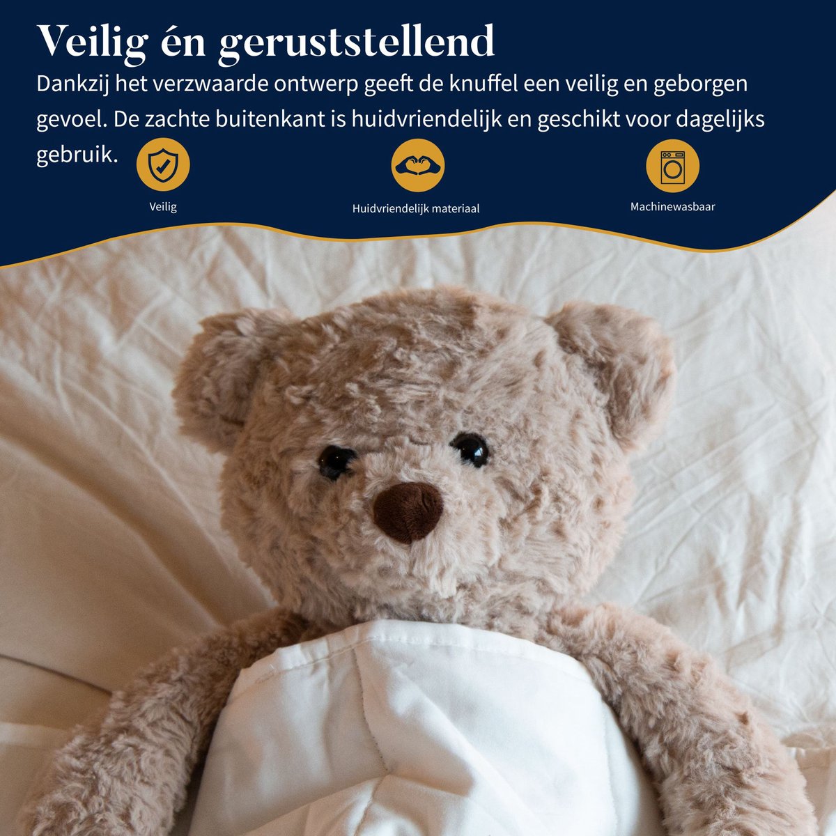 Latona Blanket® Verzwaringsknuffel - Beer - 1,2kg - 34cm x 30cm - Verzwaarde knuffel - Weighted stuffed animal — afbeelding 3