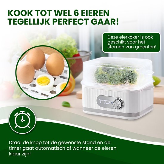 Elektrisch gekookt eierkoker voor 4 eieren, snelle slimme eierkokerstropers met 6 modi en 12 uur timer, voor hardgekookt, zachtgekookt, gestoomd ei, Onsen Tamago