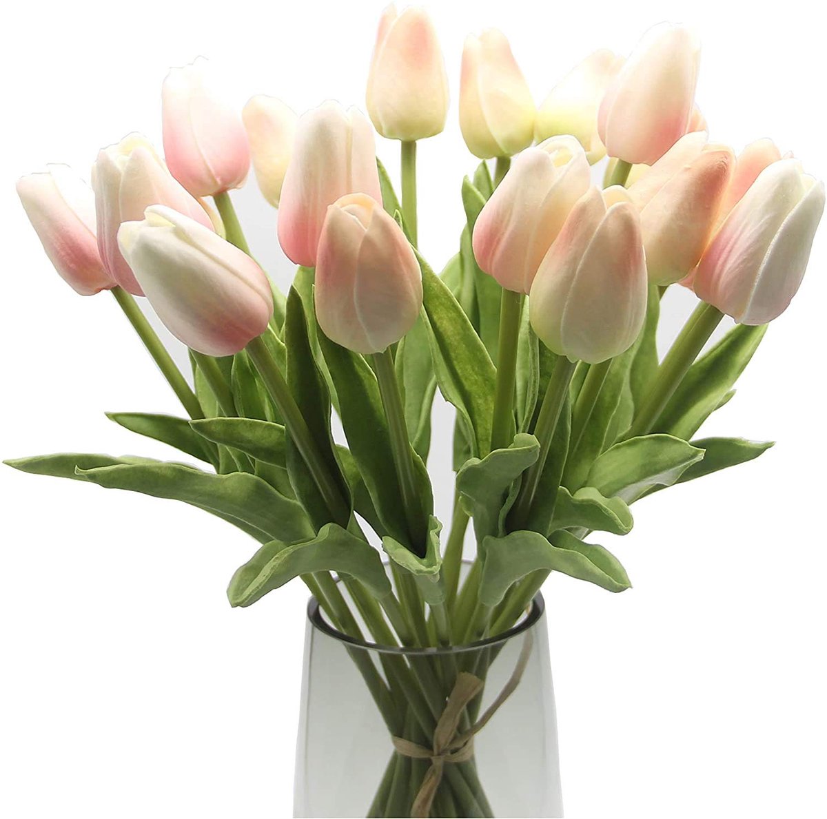 Ibenzoa® 32 cm kunstmatige tulpen bloemen set - 20 stuks in roze en champagne voor veelzijdige decoratie