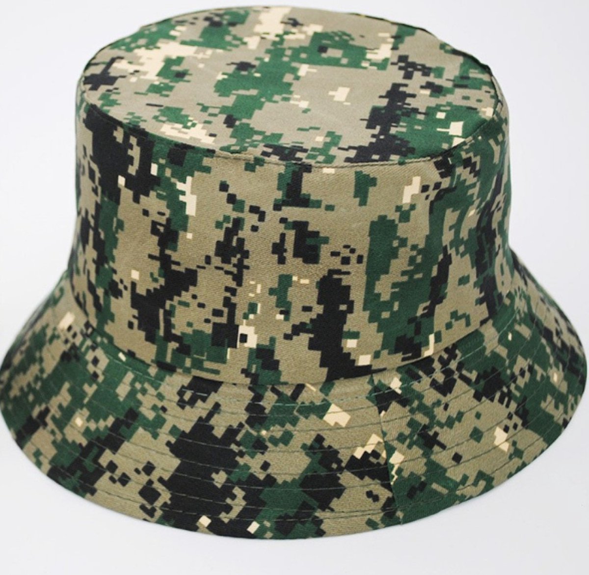 Bucket Hat Camouflage Blokken Patroon Beige Zwart Groen Leger Print Vissers Hoedje one size