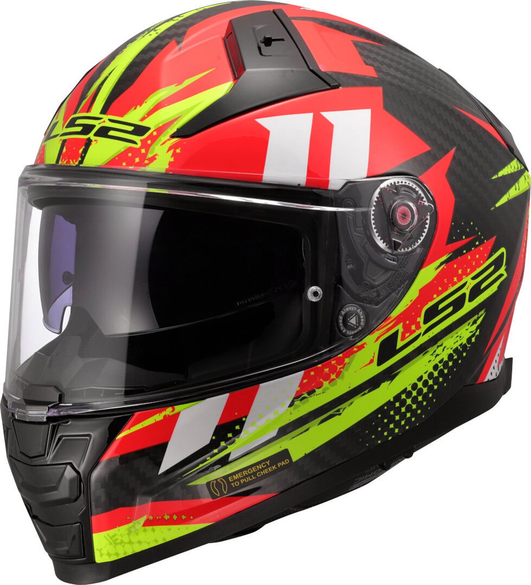 LS2 FF811 Vector II C Tantic Rood H-V Geel 06 Integraalhelm - Maat XXS - Helm