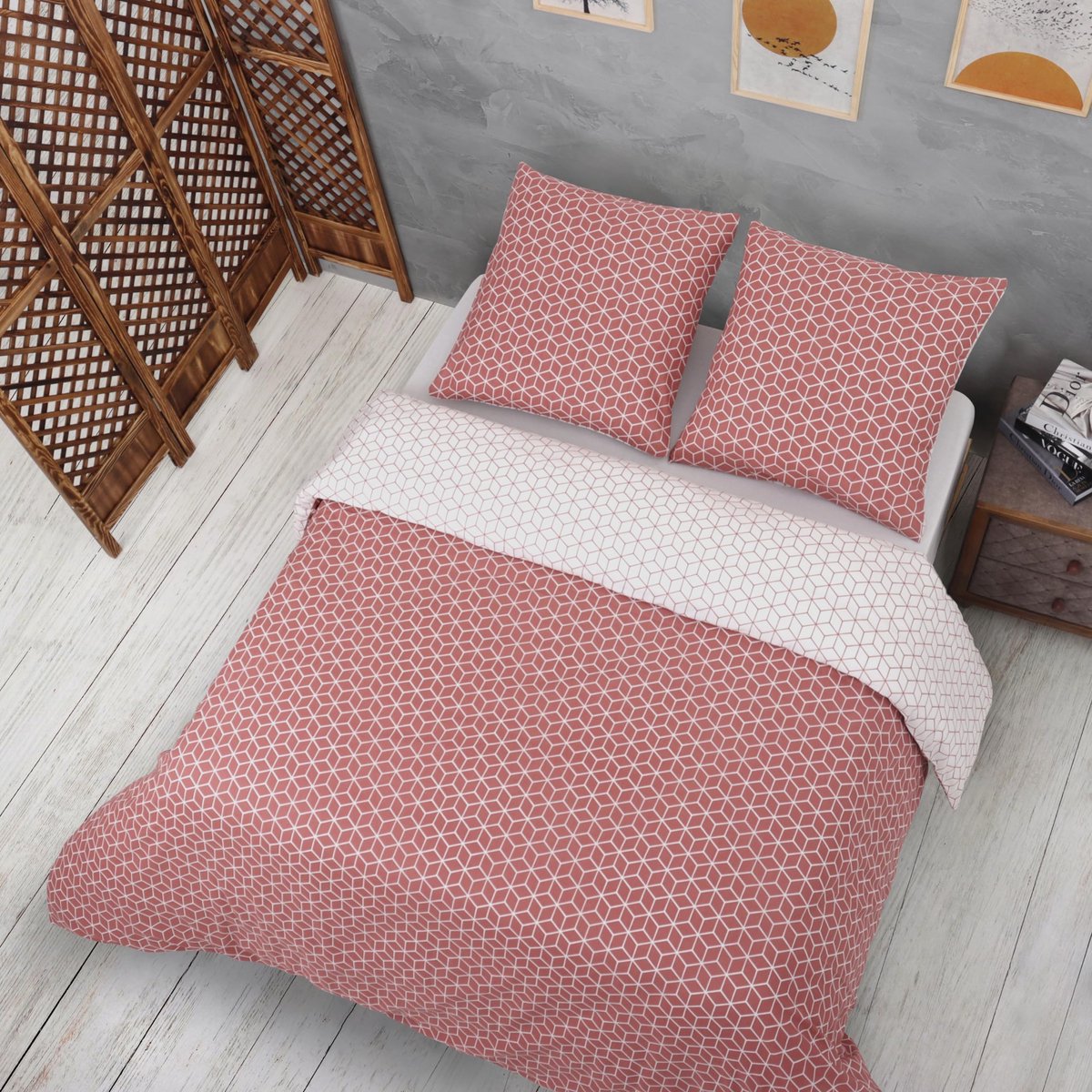Unyqoos Beddengoedset Donkeroranje 135 x 200 cm met Kussensloop, Oeko-Tex Gecertificeerd puzzel donker oranje