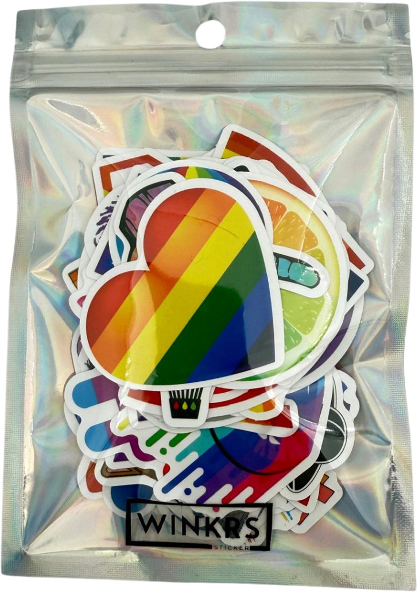 Regenboog Streep Hart Stickers voor LGBTQ, 500 stuks