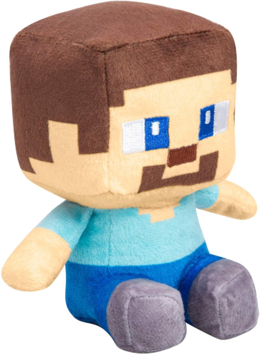 Steve Zittend Minecraft Pluche Knuffel 24 cm - A Minecraft Movie Plush - Speelgoed Film Knuffels voor Kinderen Jongens Meisjes - Steve Creeper Enderman Skeleton Zombie