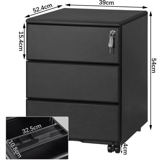 Varnox Archiefkast - Afsluitbaar & op wieltjes - Bol