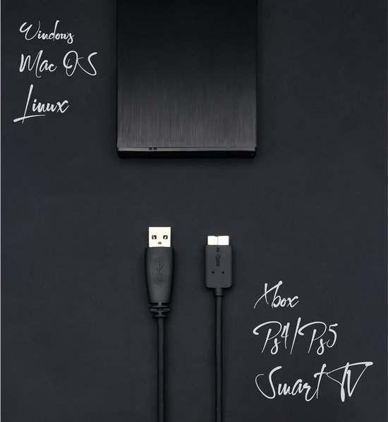 CLGP® Harde Schijf Extern - Draagbare - 1TB Opslag - Zwart van Merkloos — afbeelding 4