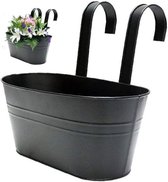 Bloempotten - Bloempotten - grote hangende bloempotten - Bloempot voor aan de wand - metalen ijzeren muur plantenbak - binnen/buiten - voor reling hek balkon - tuin huisdecoratie - zwart - 1stuk