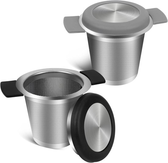 Lot De 2 Passoires à Thé Avec Bol - Acier Inoxydable Maille Fine - Infuseur Thé En Vrac Double Poignée