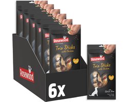 Rosewood Trio Sticks Kip Medium - Kauwsticks voor Honden - Met Kip & Runderhuid - Graanvrij - Zonder Kunstmatige Toevoegingen - 6 zakjes à 3 kauwstaven