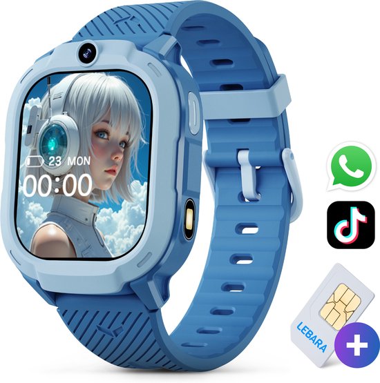 4G Smartwatch kinderen Met Whatsapp - GPS Horloge kind - Speelgoed - SOS Functie - Stappenteller - Incl Simkaart