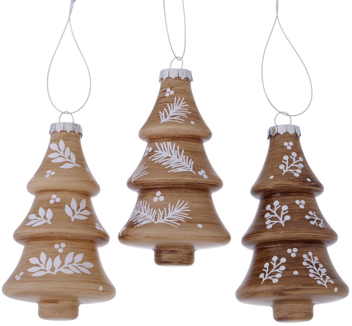 Boltze Home kersthanger kerstboom glas bruin 13,5cm luxe decoratie.