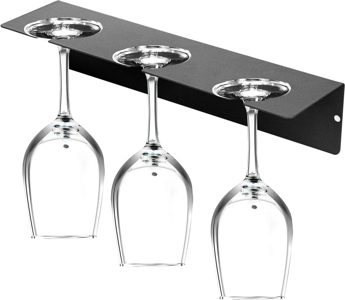 Allecto Plus - Hangende Wijnglashouder zonder Boren voor Keuken en Bar - Grijs Metaal - Wijnglashouder Onder Kast - Restaurant- en Café-Accessoire