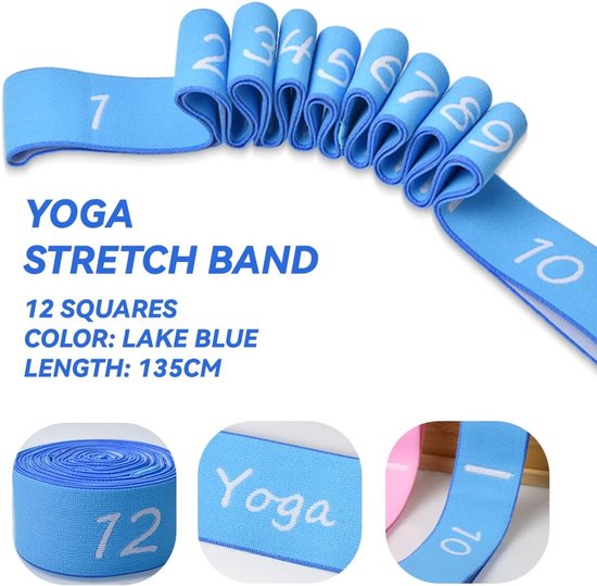 135*4 cm - Yoga weerstandsband - Yoga stretchband - Yoga-oefenband - Rekband - met 12 ringen - Weerstandsband - voor training, pilates, dans en fitness - blauw van Careiwo — afbeelding 5