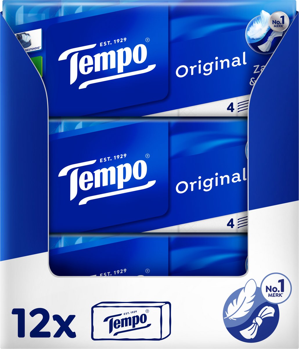 Goedkoopste Tempo Original - 4-laags zakdoekjes - 12 x 10 pakjes = 120 pakjes