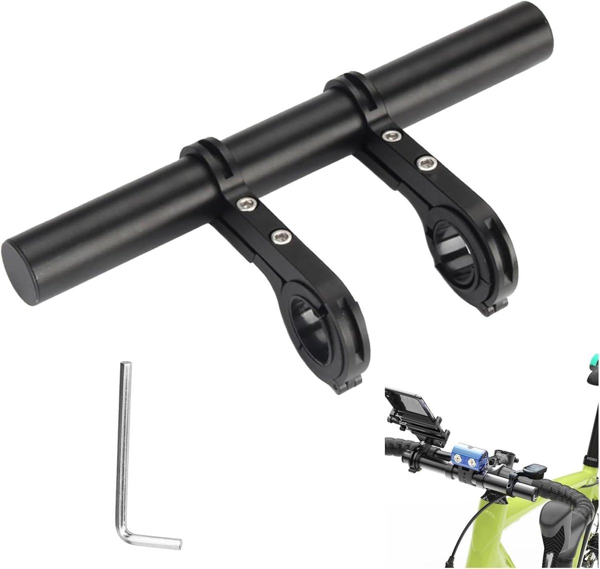 Allecto Plus - Voor de titel: Fiets Stuurverlenging Aluminium 30 cm - Stuurverlenging voor Fiets - Houder
