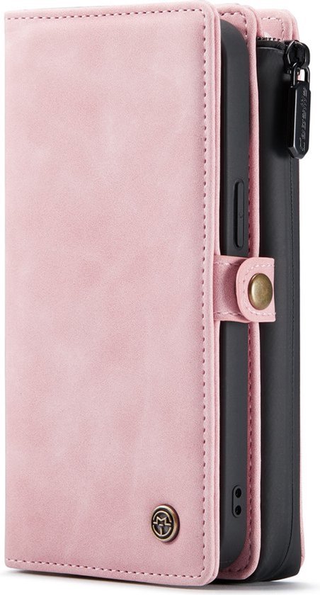 Apple iPhone 13 Casemania Case Pink pâle - Étui portefeuille de Luxe 2 en 1 avec poches Extra