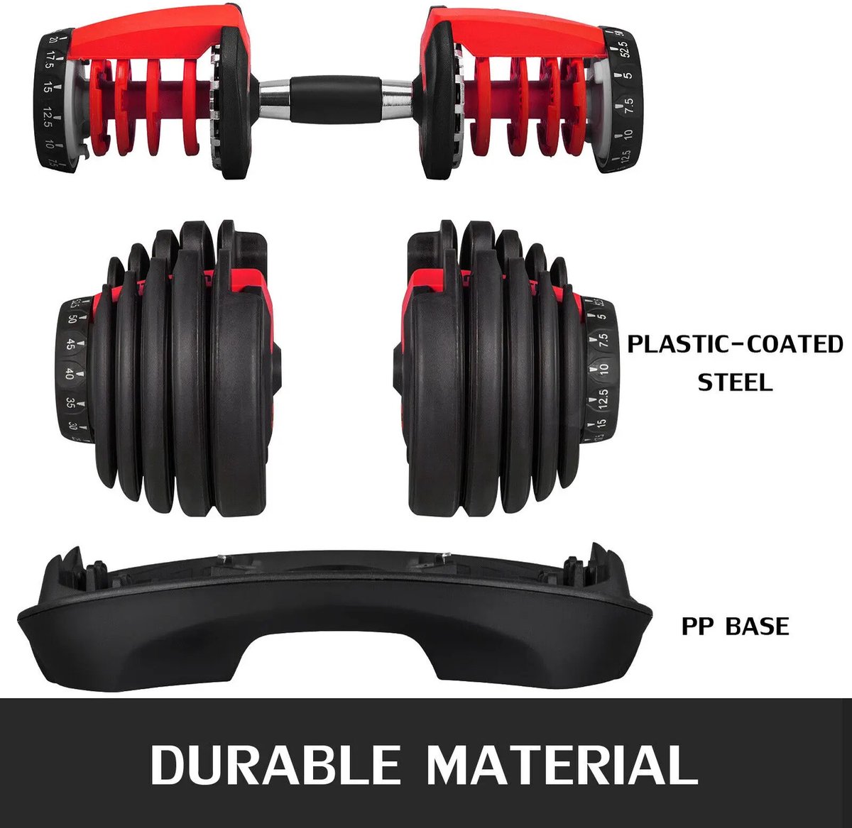 Verstelbare Halters Set - Verstelbare Dumbbels - Dumbbells 2.5KG-24KG - Fitness Halters - Krachttraining Thuis - Dumbell - Dumbellset - Verstelbare Gewichten - Halterset Unisex - Compacte Halterbank - Halter Met Standaard - Home Gym – foto 2