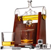Carafe à Whisiskey à whisky - Set de carafe à Whisky de Luxe Voilier - 1L - Carafe à décanter - Voilier - Set à whisky - Incl. 4 pierres à whisky, bec verseur, robinet et 2 Verres à whisky - Cadeau pour homme et femme