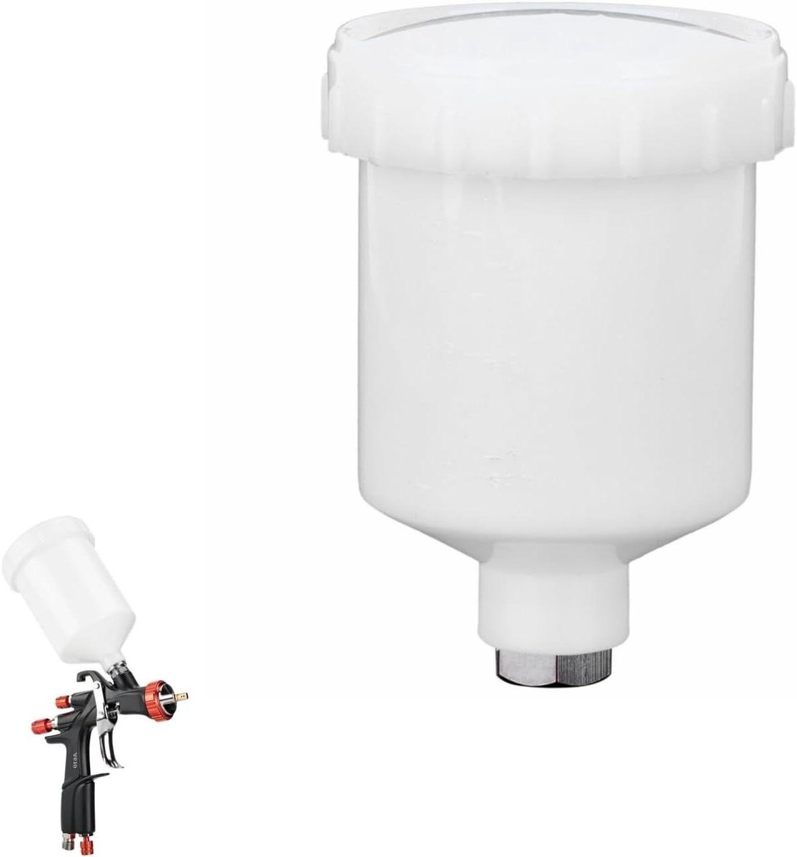 125 Ml Plastic Beker Vervanging voor Spuitpistolen - Roestvrijstalen Connector met Schroefdraad - Voorkomt Verf Druipt - Geschikt voor 15 Mm Binnendraad