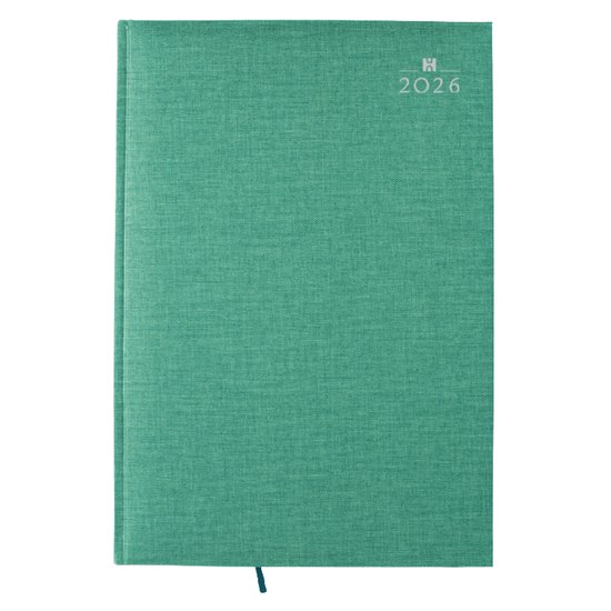 Castelli - H45 bureau agenda 2026 - Arezzo - week per twee pagina's - formaat A5+ - 6-talig incl. NL en F - made in Italy - harde omslag blauwgroen