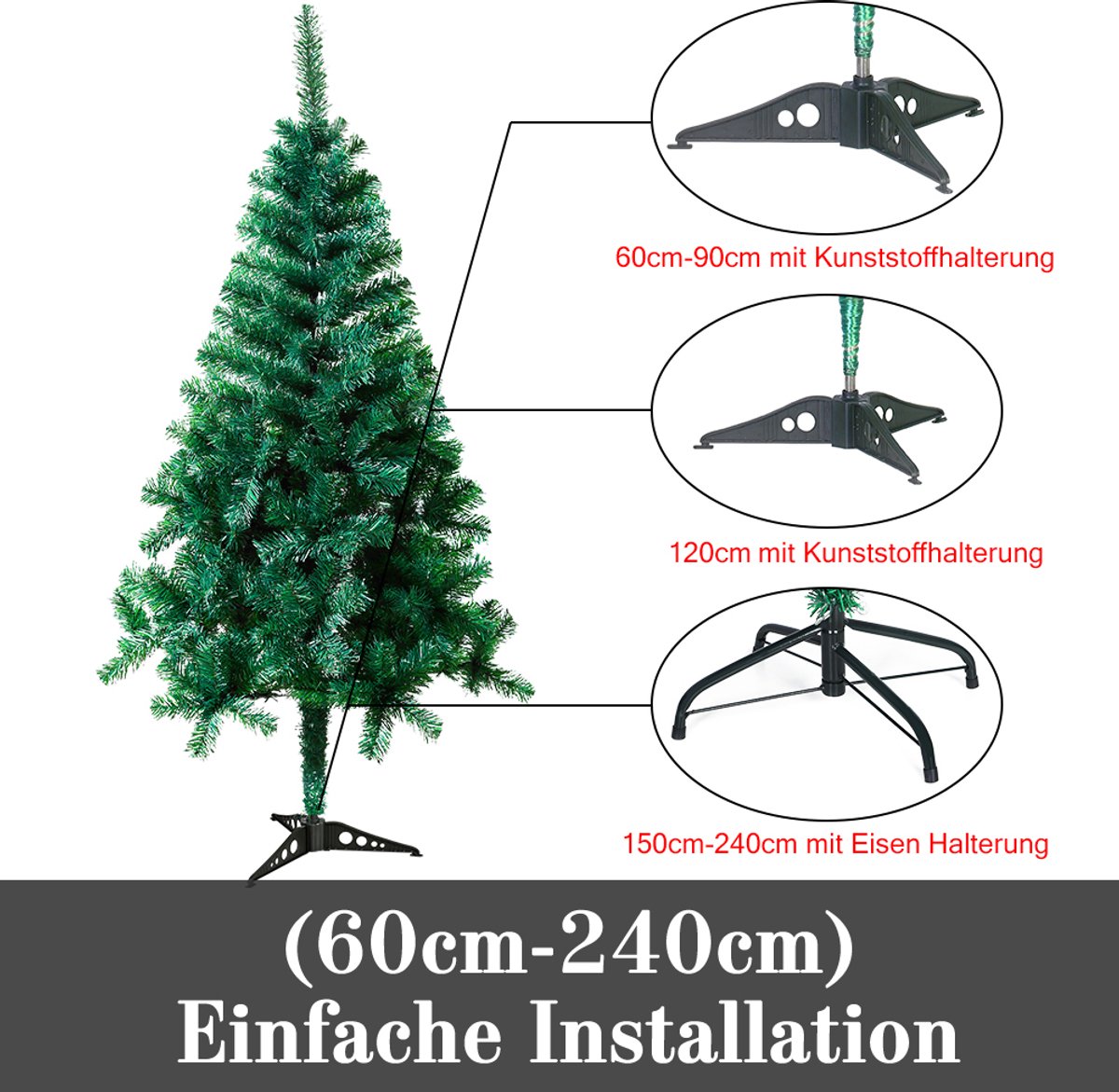 Kerstboom Kunstboom 180cm Kunstkerstboom Decoratie, PVC Kerstboom Kerstdecoratie, Dennenboom Inclusief Metalen Standaard – foto 5