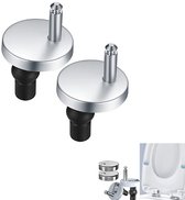 2 Stuks Universele Scharnieren voor Toiletbril - Bevestigingsset Toiletbrilinstallatie - Toiletbril vervangend scharnier - Vervangende Scharnieren Voor Wc-Bril - Scharnier Vervangset - Zilver