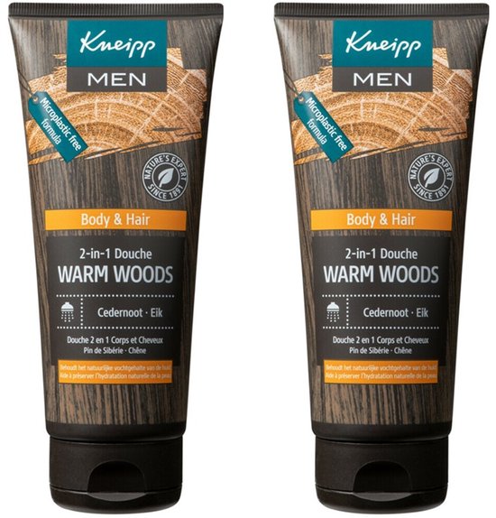 Kneipp - Douchegel - Men - Warm Woods - 2-in-1 - 200 ml - Voordeelverpakking - 2 stuks