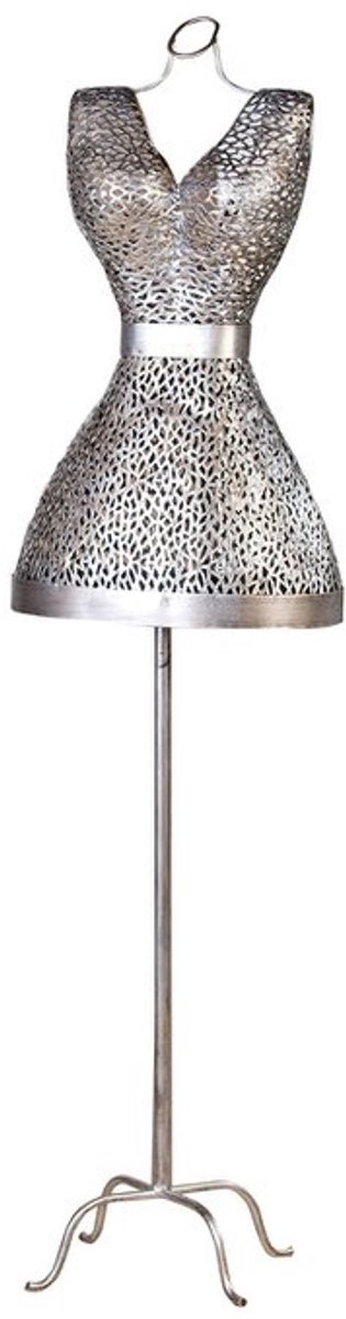 Metalen buste "Purley" antiek zilver H 155cm