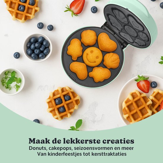 JAP Appliances Dough Joy Wafelijzer - Wafelmaker voor 1 Ronde Wafel - Anti aanbaklaag - indicatielampje - Wafels van 16x16 cm - Groen van JAP Appliances — afbeelding 4