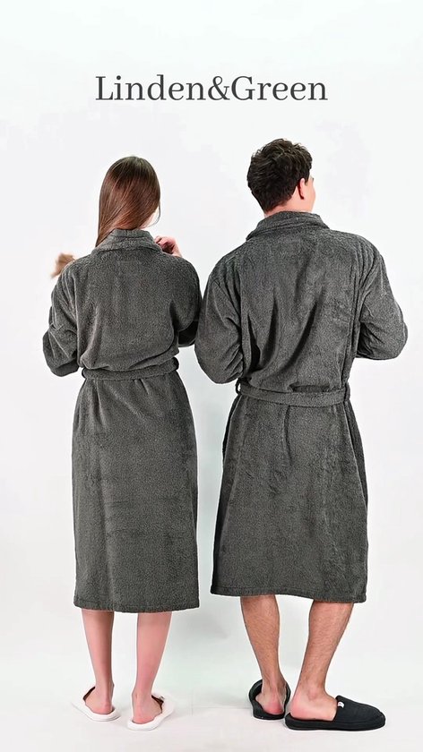 L&G - Unisex Badjas - 100% Katoen Badjas - XL - Antraciet - Katoen badstof - Ochtendjas -Sjaalkraag - Badjas dames - Badjas heren - Badjas dames en heren - Maat XL
